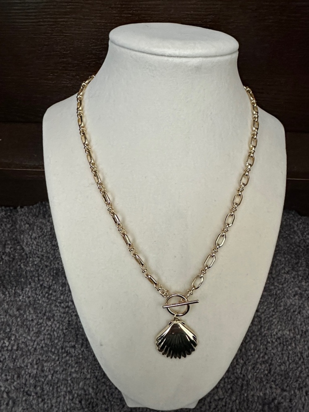 Electric Picks Gold-Tone Shell Pendant Toggle Necklace - Women Jewelry